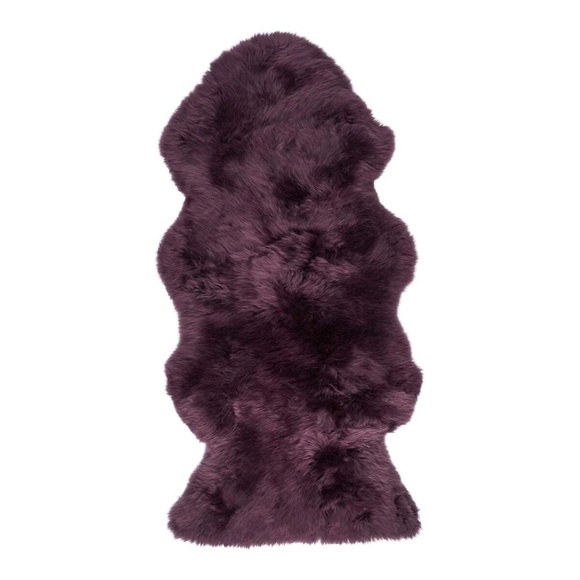 Long Wool Sheepskin Rug in Aubergine, - Picture 1 of 4